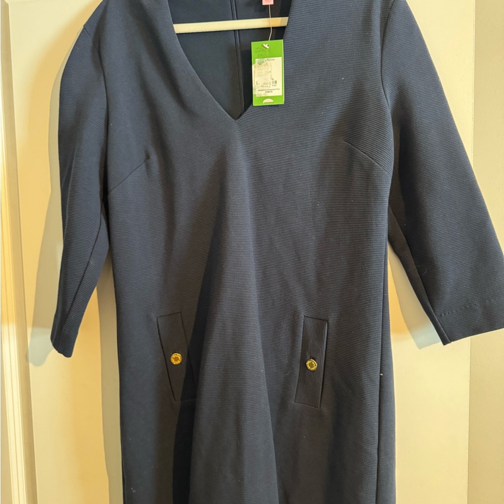 NWT Lilly Pulitzer Charlene True Navy V Neck Shift